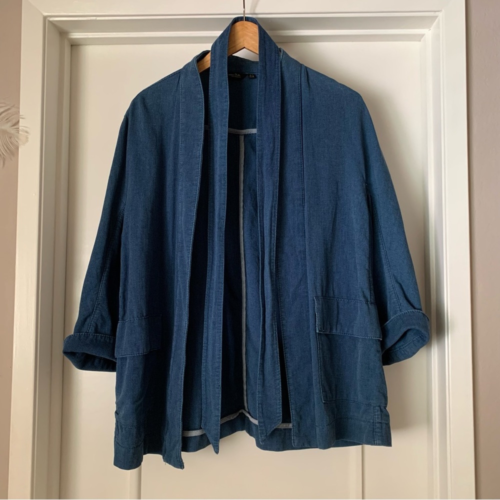 EUC Massimo Dutti Navy Open-Front Draped Blazer